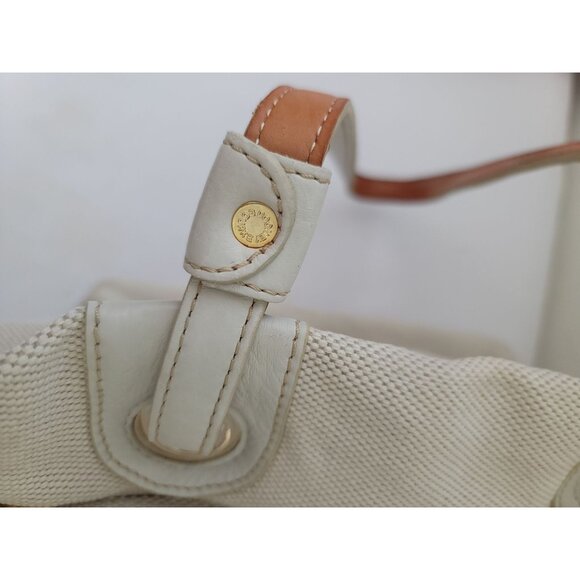 DOONEY & BOURKE Women's Cream Canvas Shopper Tote Bag Leather Handles - Picture 7 of 15